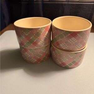 Plaid Patterned Ceramic ramakins - Set of 4